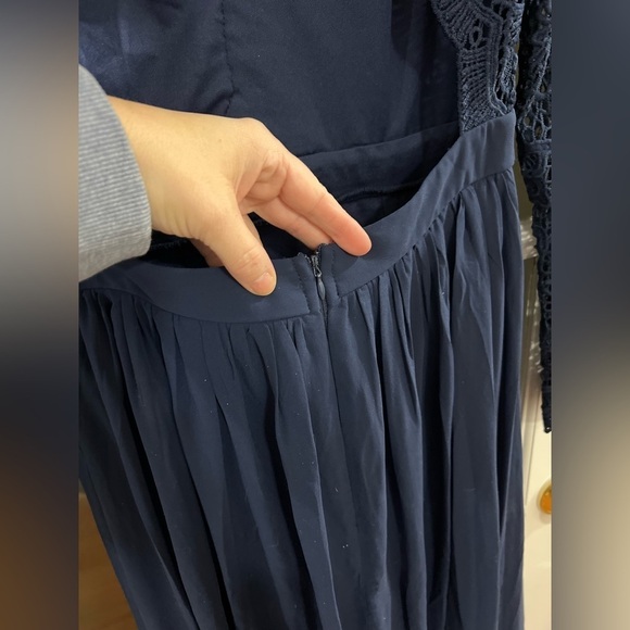 Lulu’s Awaken My Love Navy Blue Long Sleeve Lace Maxi Dress - Size S - Picture 7 of 10